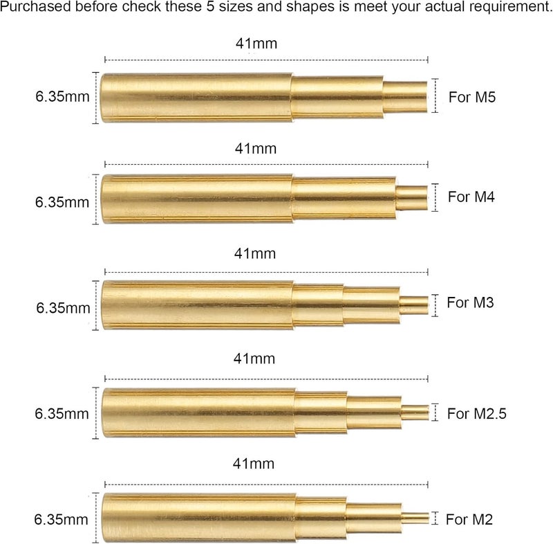 HanTof 5Pcs Heat-set Insert Tips for M2,M2.5,M3,M4,M5 Threaded Inserts, Compatible with 900M T18 ST Hakko FX-888D/FX600 and Weller SP40NKUS/WLC100 Soldering Irons Tips, for Connecting 3D Printed Parts - Image 3